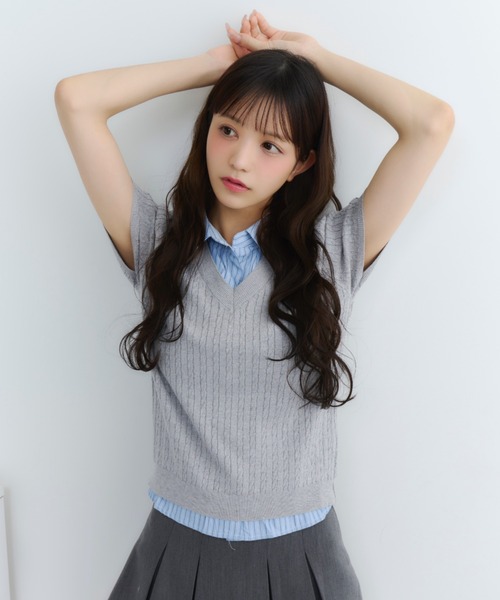 「TITTY&CO.」 半袖ニット FREE ベージュ レディース_画像5