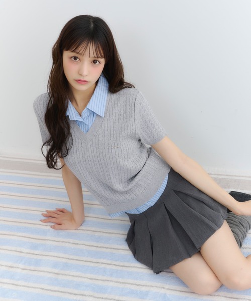 「TITTY&CO.」 半袖ニット FREE ベージュ レディース_画像6
