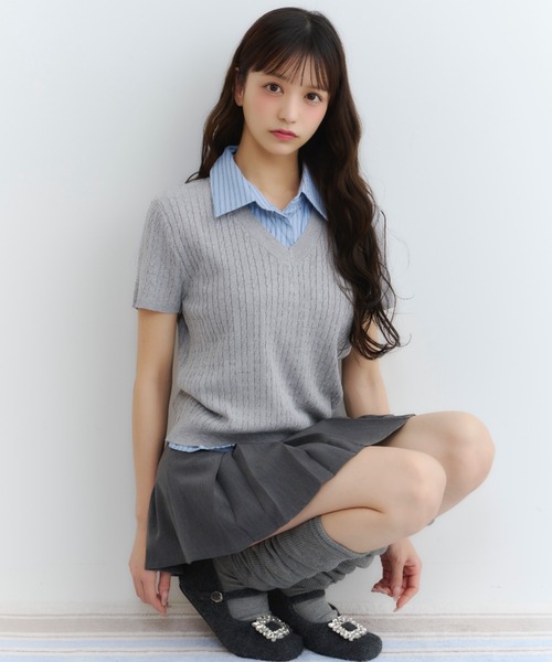 「TITTY&CO.」 半袖ニット FREE ベージュ レディース_画像8