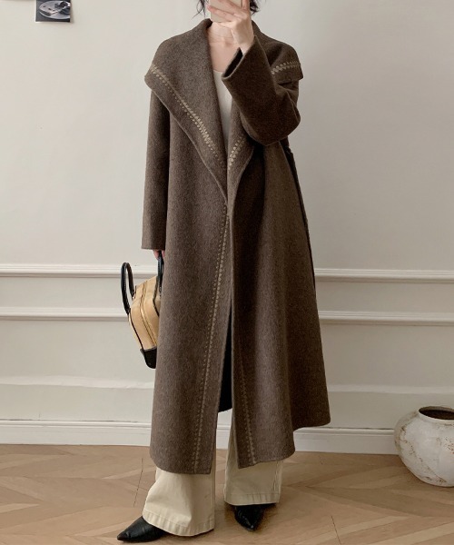 ☆新品未使用☆PALTO☆高級☆チェスターコート☆ロングコート☆サイズ46☆ コート チェスターコート ウールベルト付きロングコート レディース