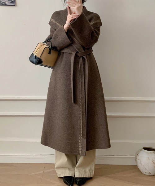 コート チェスターコート ウールベルト付きロングコート レディース
