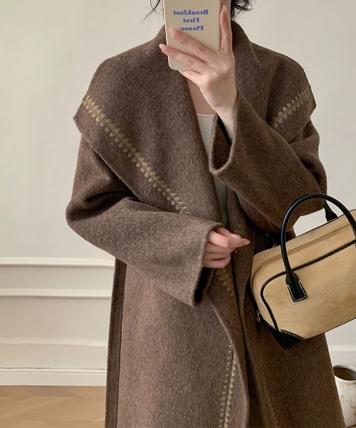 コート チェスターコート ウールベルト付きロングコート レディース