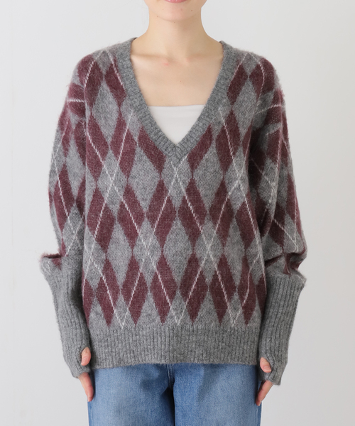 SLOBE IENA（スローブイエナ） ニット セーター モヘヤMIXアーガイルV
