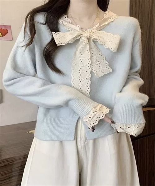 Dream garden（ドリームガーデン） カーディガン レースボウタイ襟