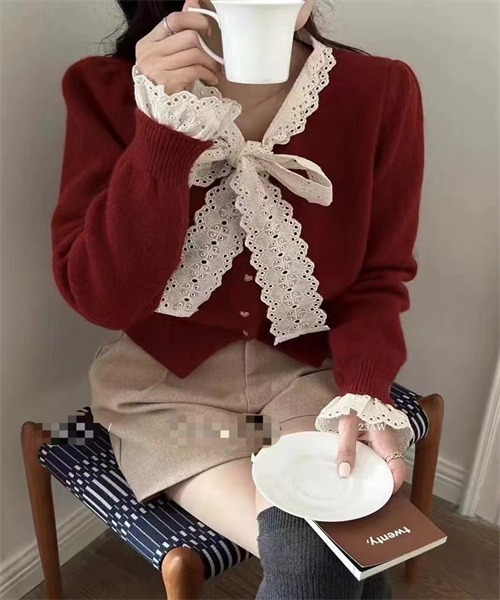 Dream garden（ドリームガーデン） カーディガン レースボウタイ襟