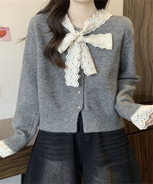 Dream garden（ドリームガーデン） カーディガン レースボウタイ襟