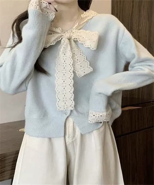 レースボウタイカーディガン USAGI ONLINE限定】レースボウタイカーディガン（カーディガン