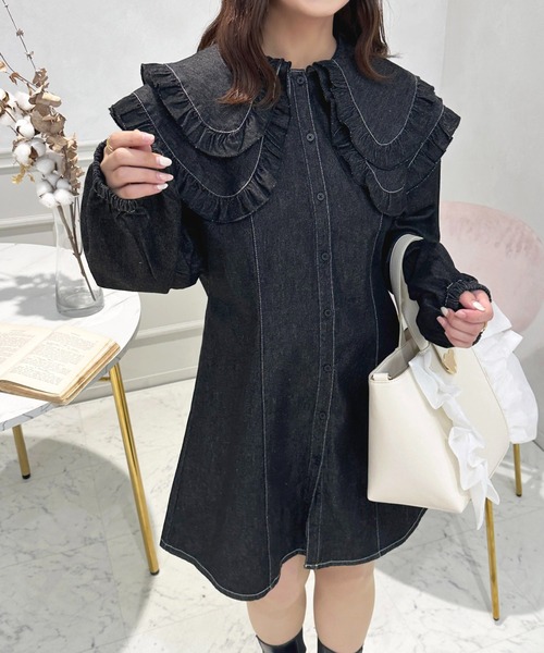 「apres jour」 長袖ワンピース X-LARGE インディゴブルー レディース_画像3