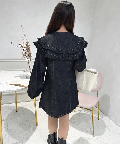 「apres jour」 長袖ワンピース X-LARGE インディゴブルー レディース_画像9