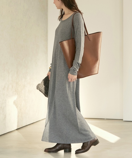 「Plage」 ニットワンピース 38 チャコールグレー レディースの画像