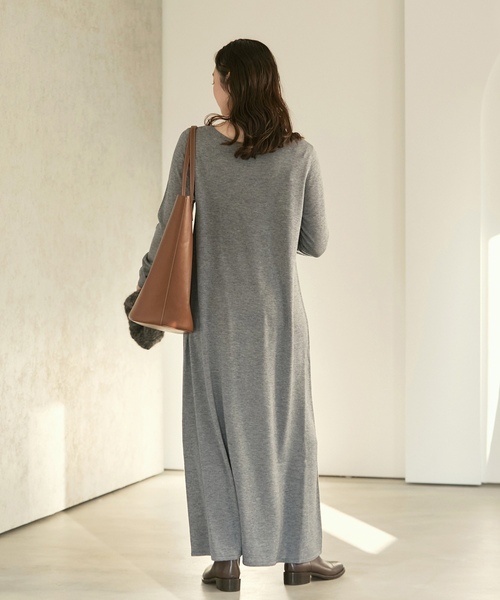 「Plage」 ニットワンピース 38 チャコールグレー レディースの画像