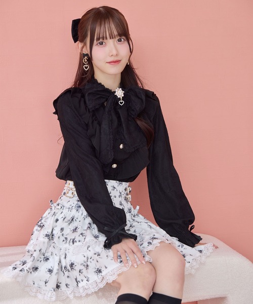 ROJITA（ロジータ） ブラウス シャツ レース袖長袖ボウタイブラウス 