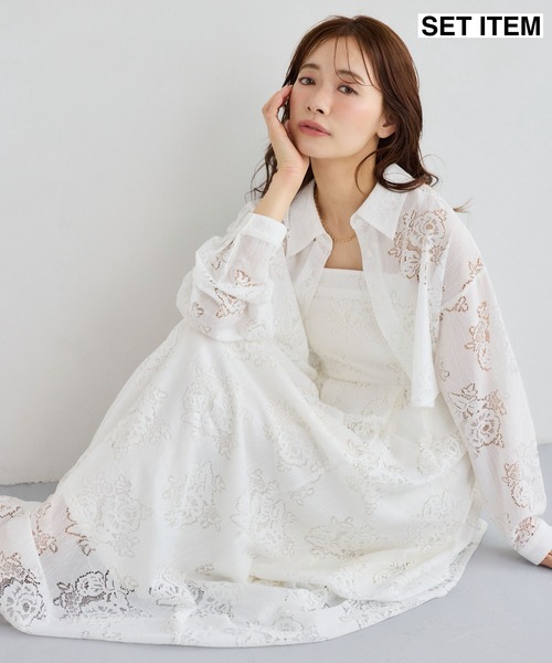 新品 mysty woman☆レースセットアップ mysty woman（ミスティウーマン） ワンピース 手洗い可能/大人な透け感