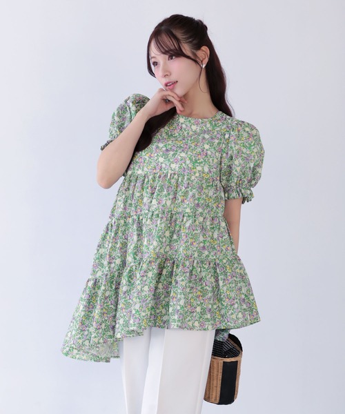 Fit more（フィットモア） 花柄アシメティアードトップス レディース 