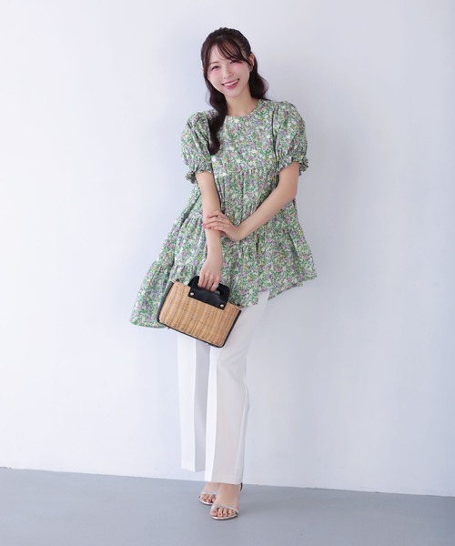 Fit more（フィットモア） 花柄アシメティアードトップス レディース 