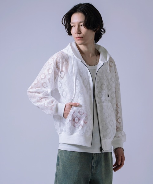 超希少　tricot COMME des GARÇONS ジップパーカー　レース improves（インプローブス） パーカー レースシアー シップパーカー