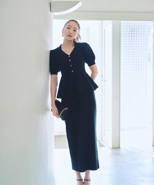 「NATURAL BEAUTY BASIC」 コンビワンピース MEDIUM グレー レディースの画像