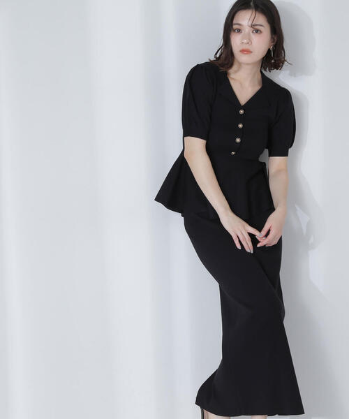 「NATURAL BEAUTY BASIC」 コンビワンピース MEDIUM グレー レディースの画像