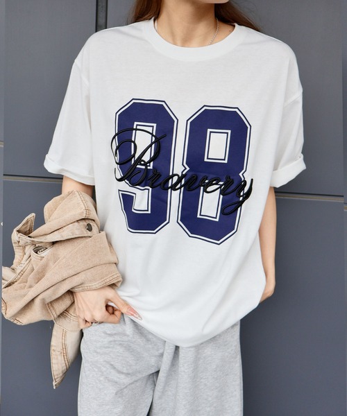 SpRay（スプレイ） tシャツ 半袖 ストリート映えナンバリング刺繍BIG T