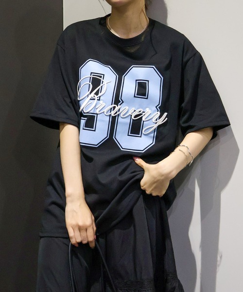 SpRay（スプレイ） tシャツ 半袖 ストリート映えナンバリング刺繍BIG T