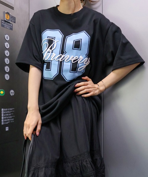 SpRay（スプレイ） tシャツ 半袖 ストリート映えナンバリング刺繍BIG T