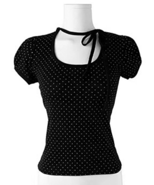 ViViDAY tシャツ 半袖 襟リボン ドット柄半袖tシャツ レディース