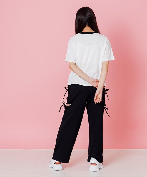パンツ サイドあきスウェットパンツ キッズ 子供服 女の子の画像