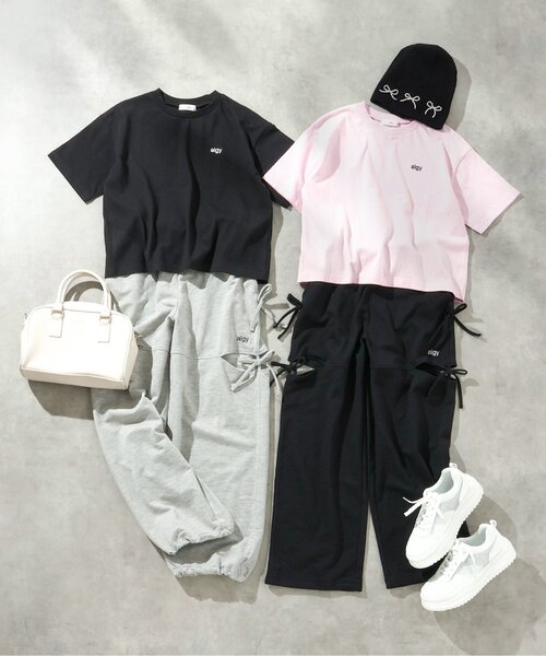 パンツ サイドあきスウェットパンツ キッズ 子供服 女の子の画像