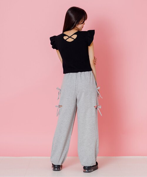 パンツ サイドあきスウェットパンツ キッズ 子供服 女の子の画像