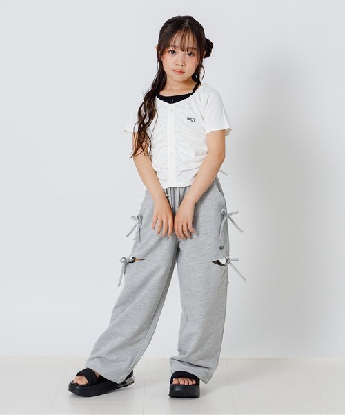 パンツ サイドあきスウェットパンツ キッズ 子供服 女の子の画像