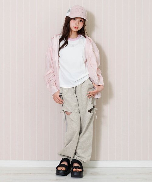 パンツ サイドあきスウェットパンツ キッズ 子供服 女の子の画像