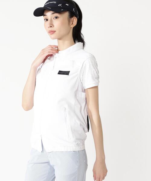 ベスト ジレ 「PEARLY GATES」ファン＆ペルチェ付きディンプルメッシュストレッチラミネート レディースの画像