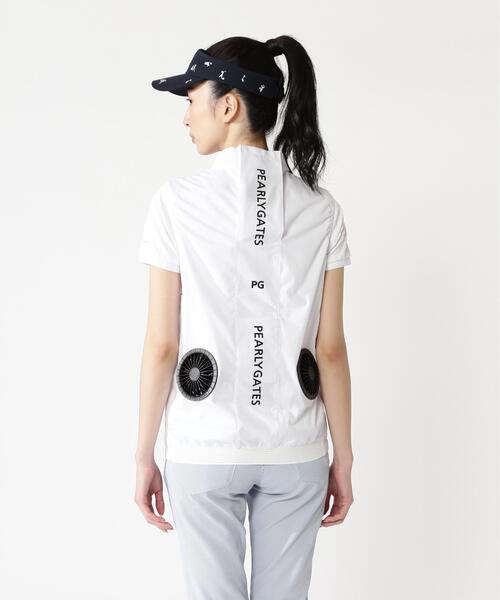 ベスト ジレ 「PEARLY GATES」ファン＆ペルチェ付きディンプルメッシュストレッチラミネート レディースの画像
