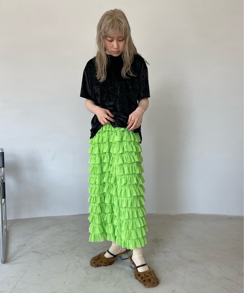 「SANSeLF」 フリルスカート FREE ホワイト レディース_画像2