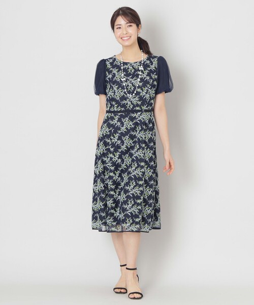 TO BE CHIC　ネイビー系　半袖ワンピース　Mサイズ TO BE CHIC（トゥー ビー シック） 半袖ワンピース 40 ネイビー