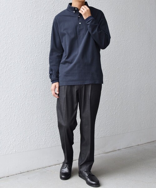 「SHIPS any」 長袖ポロシャツ MEDIUM ネイビー メンズ_画像3