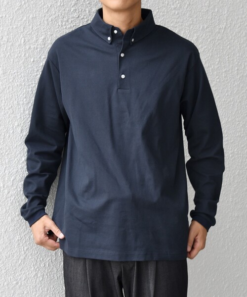 「SHIPS any」 長袖ポロシャツ MEDIUM ネイビー メンズ_画像5