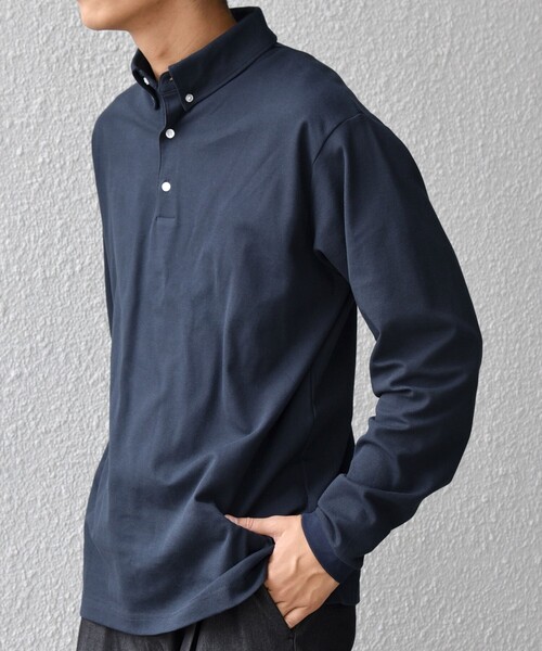 「SHIPS any」 長袖ポロシャツ MEDIUM ネイビー メンズ_画像6