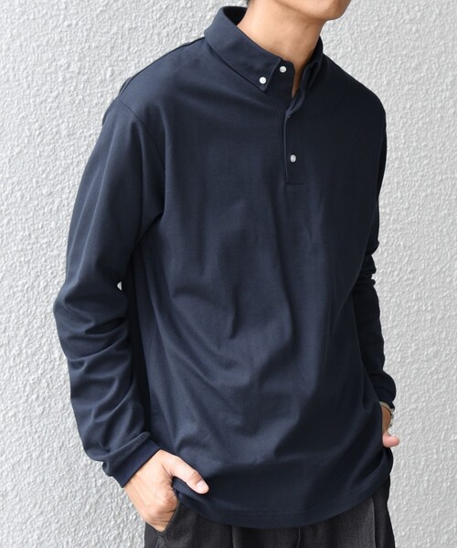 「SHIPS any」 長袖ポロシャツ MEDIUM ネイビー メンズ_画像7