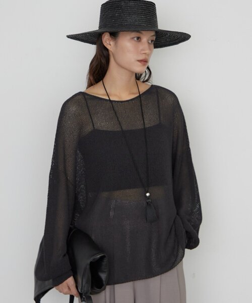 【新品】フェアリーレース長袖トップ ライラックM/ノーソーイングニット Loungedress（ラウンジドレス） ニット セーター 「さらりと上品/華奢
