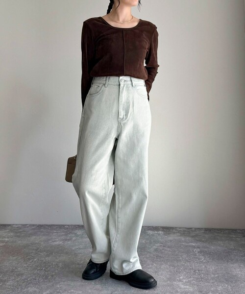 「fredy emue」 デニムパンツ 36 アイボリー レディース_画像4