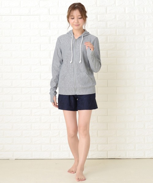 ラッシュガード・ラップスカート・ショートパンツセット 3色 Lace Ladies ラッシュガード レース柄ラッシュガード ショート