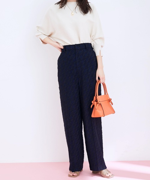 ★美品★ ジャガード　ストレートパンツ VIS スラックス パンツ ジャガードストレートパンツ レディース