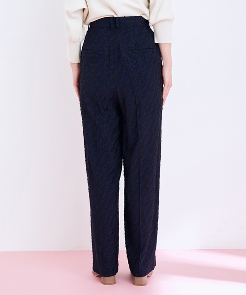 VIS スラックス パンツ ジャガードストレートパンツ レディース