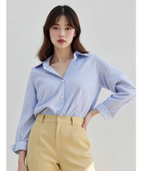 お洒落 綺麗め ストライプ ルーズ シャツ SINSS シャツ Loose fit stripe shirts / ルーズフィット