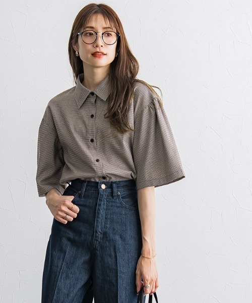 Pierrot（ピエロ） ブラウス シャツ 襟付きフレアスリーブシャツ