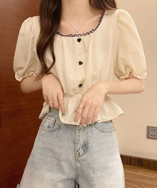 Dewlily ブラウス シャツ ショート丈ブラウス レディース