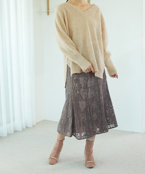 ニット セーター メランジVネックニットプルオーバー MO33N06 レディース ORiental TRaffic ニット セーター メランジVネックニットプル