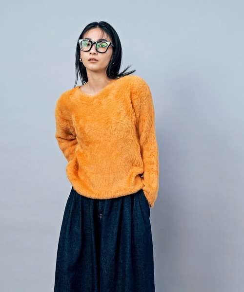JOSEPH◆インタルシアニットセーターMキャメル5.８万 柚香光着用 セール】マルチジャガードモヘアタッチニット（ニット/セーター