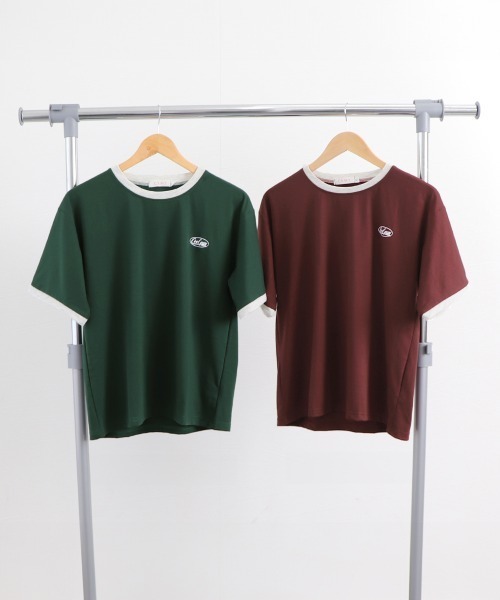 デザイン半袖Tシャツ 異素材ミックス バイカラー カジュアル アンドカワイイ And Kawaii バイカラーTシャツ ロゴTシャツ 半袖